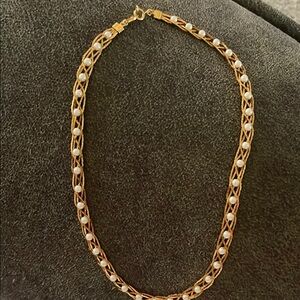Vintage Avon Gold and Cream Interwoven Necklace